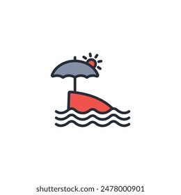 beach umbrella icon. vector.Editable stroke.linear style sign for use web design,logo.Symbol illustration.
