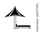 beach umbrella icon with white background vector stock illustration