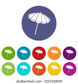 Beach umbrella icons color set vector for any web design on white background