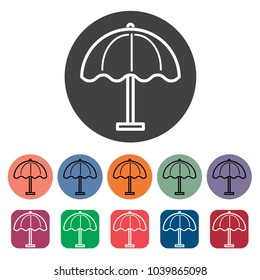 Beach umbrella icons set. Vector illustration.


