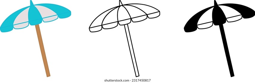 Beach umbrella icons. Vector Illustration of Summer Sun Umbrellas.