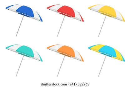 Beach umbrella illustration set material