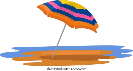 Paraguas de playa, ilustración, vector sobre fondo blanco