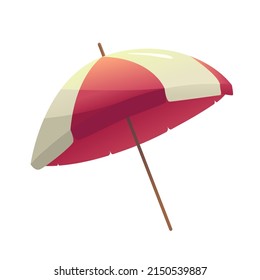 Beach umbrella isolated on a white background. Vector cute Illustration in cartoon style. Travel vacation.