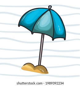 Beach umbrella isolated. Vector clip art illustration.