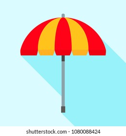 Beach umbrella with a length of a shadow. vector illustration isolated on a light background