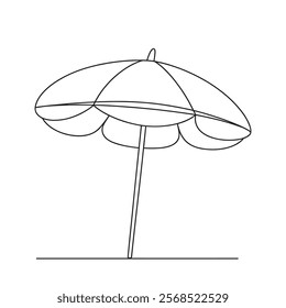 beach umbrella line art. continuous line beach icon