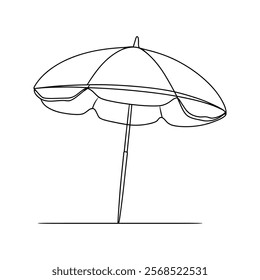 beach umbrella line art. continuous line beach icon