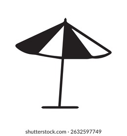 Beach Umbrella Line Art Vector Illustration