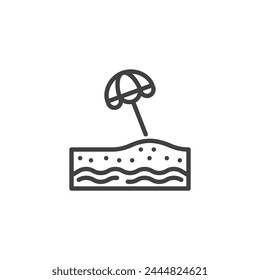 Beach Umbrella line icon. linear style sign for mobile concept and web design. Beach umbrella outline vector icon. Symbol, logo illustration. Vector graphics