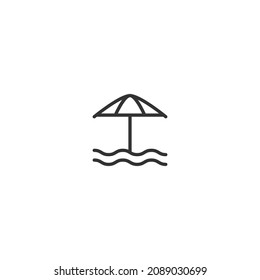 beach umbrella line icon, outline vector sign, pixel perfect icon
