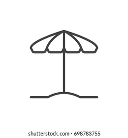 Beach umbrella line icon, outline vector sign, linear style pictogram isolated on white. Parasol symbol, logo illustration. Editable stroke. Pixel perfect vector graphics