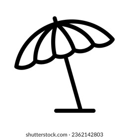 Sonnenschirm-Ikone, Sommerkonzept, Sonnenschirm-Schild auf weißem Hintergrund, Sonnenschirm-Ikone im Umriss-Stil für mobiles Konzept und Web-Design. Vektorgrafik