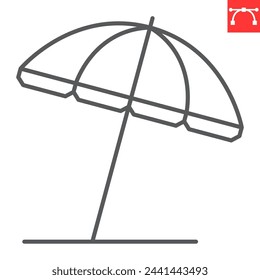 Beach umbrella line icon, summer and vacation, parasol vector icon, vector graphics, editable stroke outline sign, eps 10.
