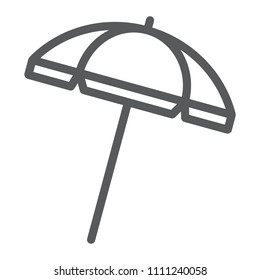 Beach umbrella line icon, travel and parasol, sun umbrella sign vector graphics, a linear pattern on a white background, eps 10.