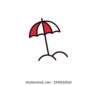 Beach umbrella line icon. Vector symbol in trendy flat style on white background. Travel sing for design.