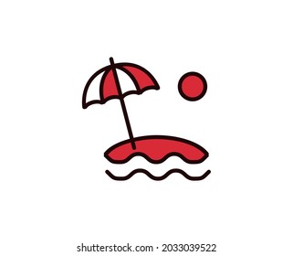 Beach umbrella line icon. Vector symbol in trendy flat style on white background. Travel sing for design.