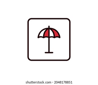 Beach umbrella line icon. Vector symbol in trendy flat style on white background. Travel sing for design.