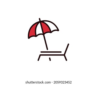 Beach umbrella line icon. Vector symbol in trendy flat style on white background. Travel sing for design.