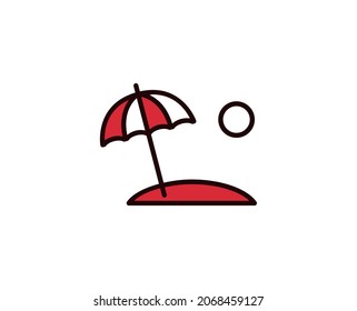 Beach umbrella line icon. Vector symbol in trendy flat style on white background. Travel sing for design.