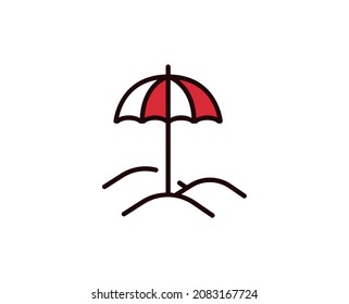 Beach umbrella line icon. Vector symbol in trendy flat style on white background. Travel sing for design.