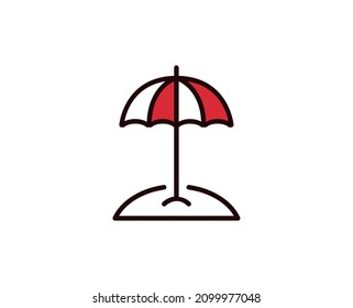 Beach umbrella line icon. Vector symbol in trendy flat style on white background. Travel sing for design.