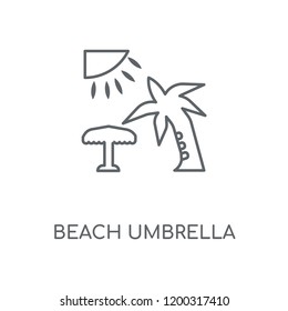 Beach umbrella linear icon. Beach umbrella concept stroke symbol design. Thin graphic elements vector illustration, outline pattern on a white background, eps 10.