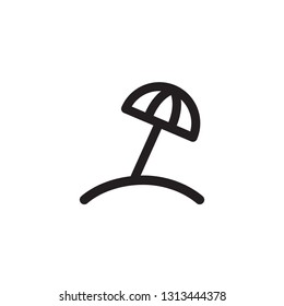 Beach umbrella linear icon. Thin line illustration. Sunbathing icon vector illustration
