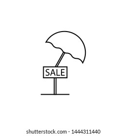 Beach umbrella linear icon. Thin line illustration. Contour symbol. Vector isolated outline drawing