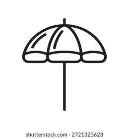 Icono lineal de paraguas de playa. Ilustración de línea delgada. Símbolo de contorno. Dibujo de contorno aislado de Vector
