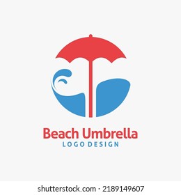Plantilla de diseño de logotipo de paraguas de playa