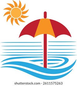 Beach umbrella logo icon vector .