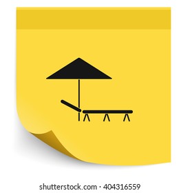 Beach umbrella and lounger flat icon illustration.