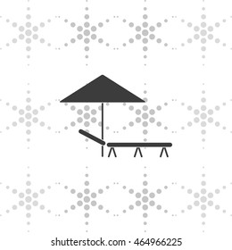 Beach umbrella and lounger flat icon illustration.