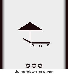 Beach umbrella and lounger flat icon illustration.
