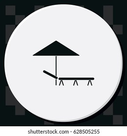 Beach umbrella and lounger flat icon illustration.