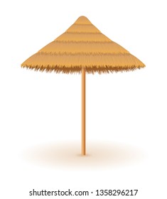 beach umbrella made of straw and reed for shade vector illustration isolated on white background