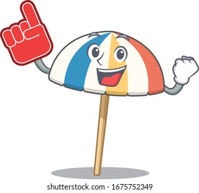 Beach umbrella mascot cartoon style with Foam finger