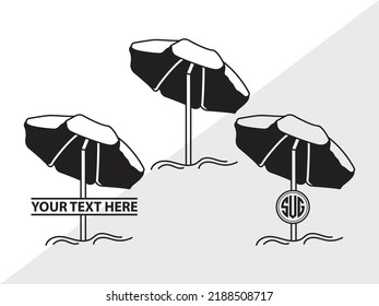 Ilustración de vectores impresos SVG de Beach Umbrella Monograma