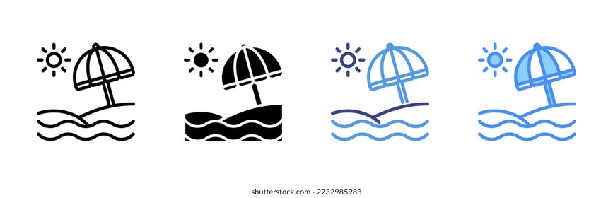 Conjunto de iconos de estilo múltiple de paraguas de playa
