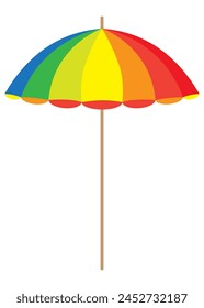 Beach Umbrella multicolour Blue,Green,Yellow,Orange,Red Colour, Vector illustration Element for Spring ,Summer holiday by the sea