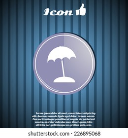 Beach and umbrella on background. Made in vector
