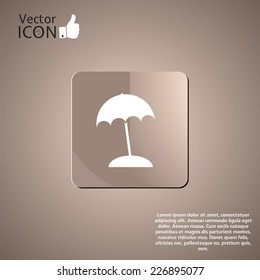 Beach and umbrella on background. Made in vector
