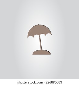 Beach and umbrella on background. Made in vector