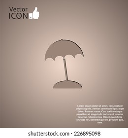 Beach and umbrella on background. Made in vector