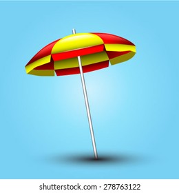 Beach umbrella on a blue background