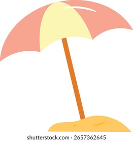 Beach Umbrella on Sand Flat Illustration