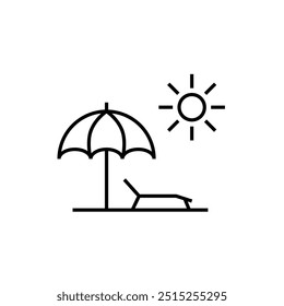 beach umbrella on the beach with Sun shining, Summer Vacation Holiday