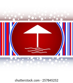 Beach umbrella on web icon (button) isolated on white