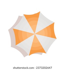 Beach umbrella on white background, top view